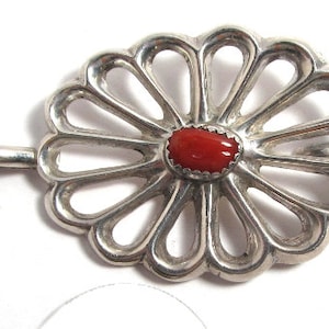 Belt buckle, sandcast sterling silver & coral, 2 1/4 x 1 1/4, 15.7 grams