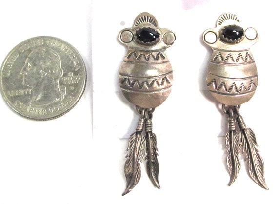 Sterling silver Native American post earrings, ba… - image 2