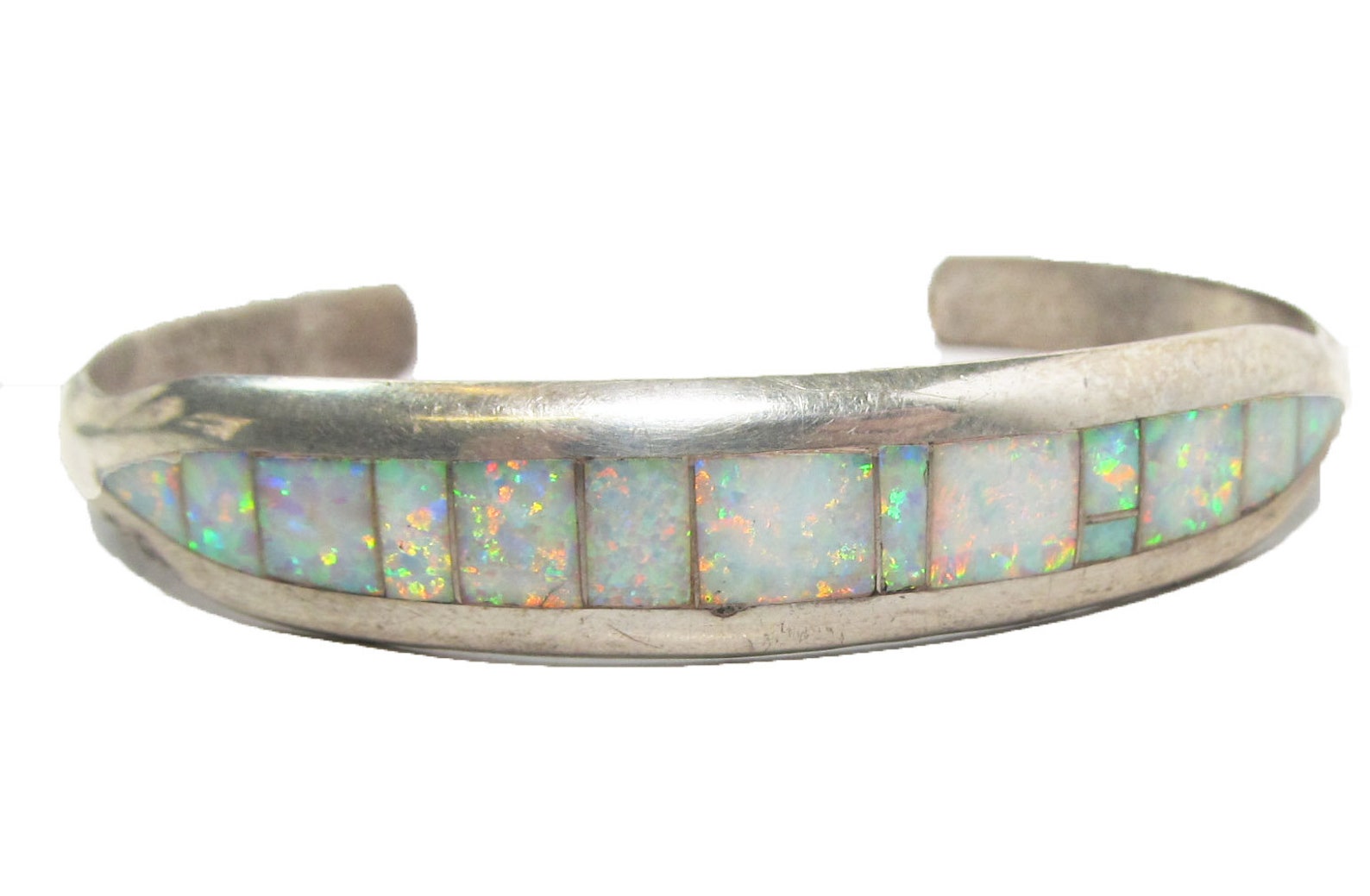 Sterling silver & opal cuff bracelet 1/2 wide fits 6 Etsy