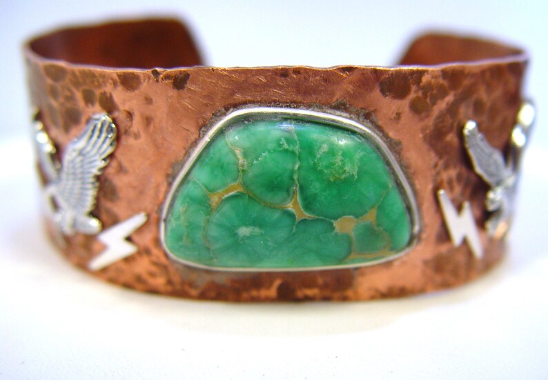 sterling silver /& solid copper cuff bracelet Utah variscite 7 14 39 grams