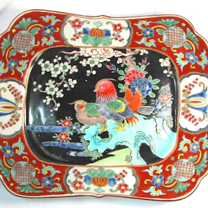Antique Japanese Meiji period Imari porcelain platter, 11&quot; x 9&quot;