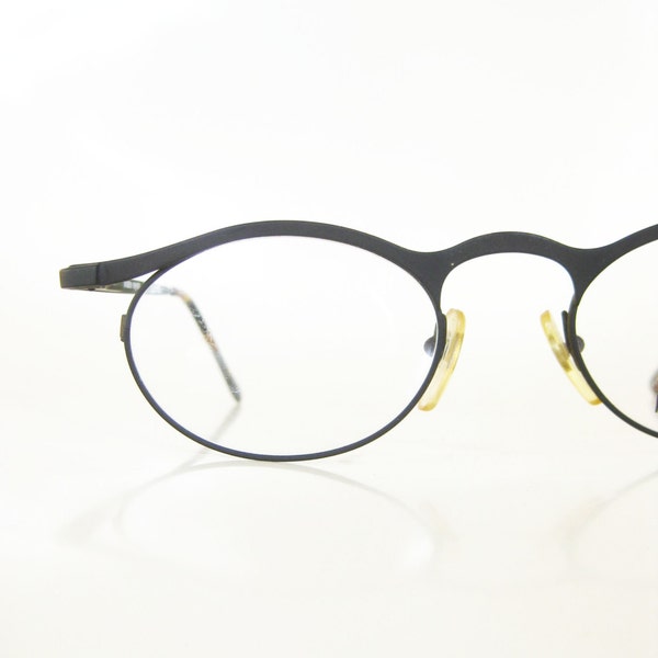 1990s Matte Black Reading Glasses - Avant Garde Small Readers - 90s Womens Reading Glasses - Matrix Glasses - Authentic Vintage Deadstock