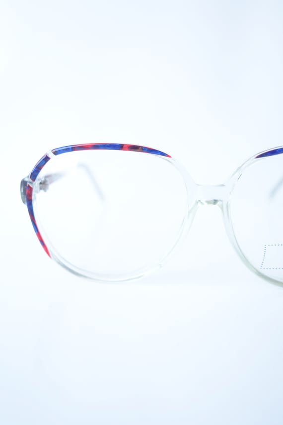 Colorful Blue and Red Eyeglasses – Vintage Clear … - image 1