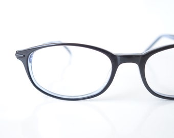 Classic Black Glossy Reading Glasses – Womens 1990s Reading Optical Frames – Mens Retro Readers – Obsidian Black NOS Eyeglasses
