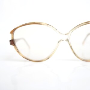 Vintage French 1980s Cat Eye Glasses Light Brown Clear Cat Eye Eyeglasses 80s Womens Cateye Deadstock Glasses Eighties Fake Glasses image 2