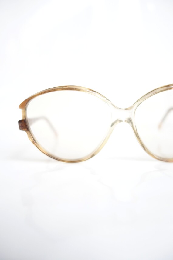 Vintage French 1980s Cat Eye Glasses – Light Brow… - image 2