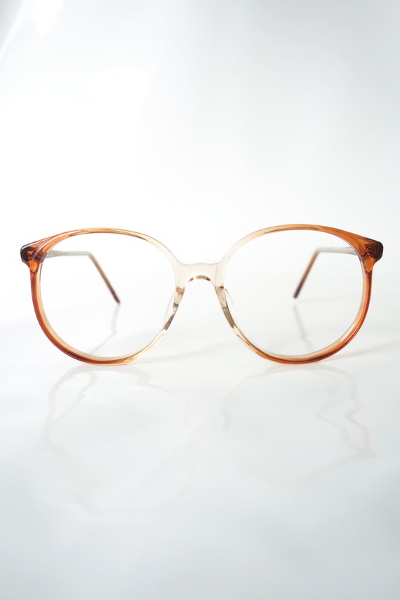 Vintage Round P3 Amber Eyeglasses – 1980s Oversize