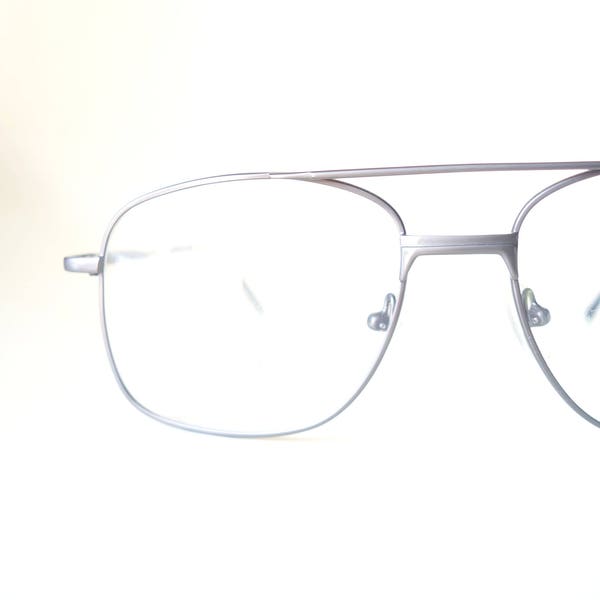 1980s Mens Chrome Wire Rim Eyeglasses - 80s Silver Oversize Aviator Frames - Oversized Aviator Sunglasses - Mens Metallic Silver Sunnies