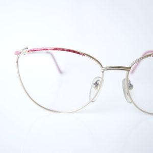 Ruby Red Wire Rim Eyeglasses 1980s Womens Round Oversized Wire Rim Wayfarer Glasses Ladies Red and Gold French Eyeglass Frames image 1