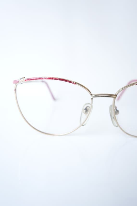 Ruby Red Wire Rim Eyeglasses – 1980s Womens Round… - image 1