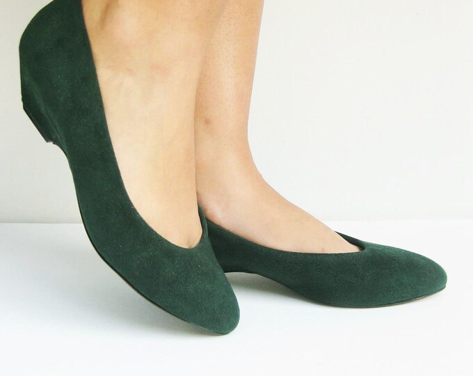 Vintage IVY Green Ballet Flats Womens 6 Half 1/2 Wedge Low Etsy