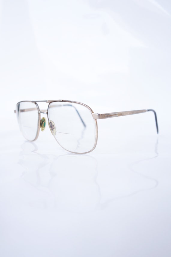 Vintage Mens Gold Wire Frame Glasses – Metallic G… - image 3