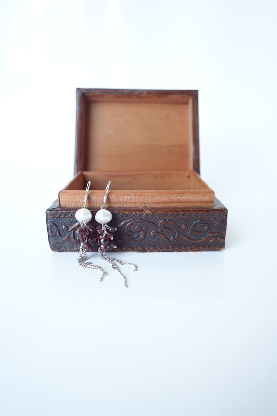Vintage Garnet and Pearl Drop Earrings – Retro Boh