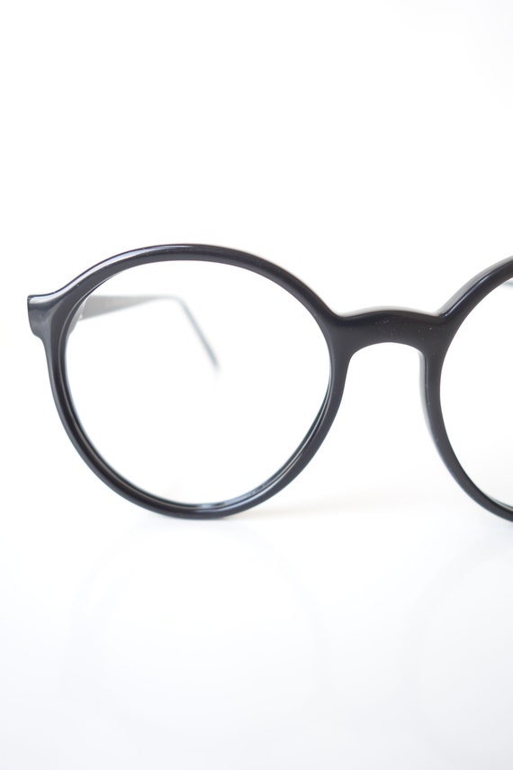 Glossy Black Round Eyeglasses – Womens Round P3 V… - image 2