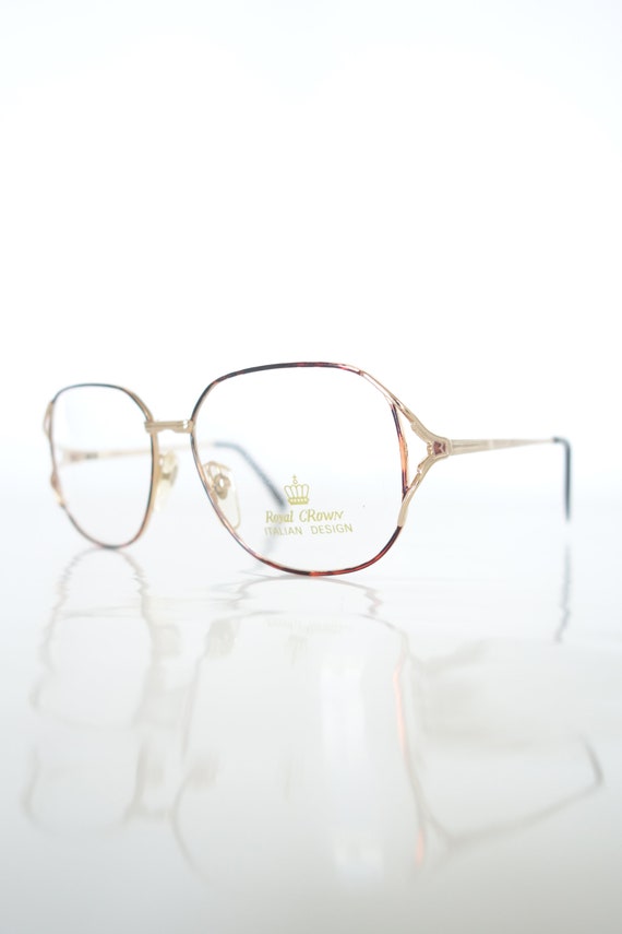 1980s Oversize Womens Glasses – Gold and Amber Wom