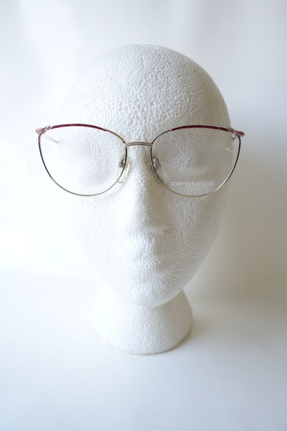 Ruby Red Wire Rim Eyeglasses – 1980s Womens Round… - image 6