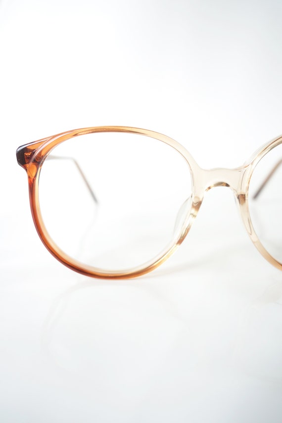 Vintage Round P3 Amber Eyeglasses – 1980s Oversiz… - image 2