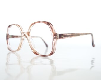 1960s Boxy Mod Eyeglasses – Womens Vintage Eyeglasses – Ladies Fake Eyeglasses – Womens Mottled Tortoiseshell Fawn Eyeglass Frames