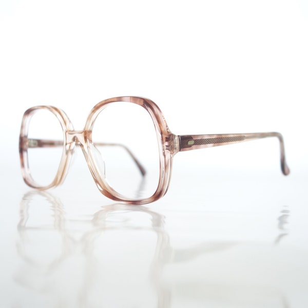 1960s Boxy Mod Eyeglasses – Womens Vintage Eyeglasses – Ladies Fake Eyeglasses – Womens Mottled Tortoiseshell Fawn Eyeglass Frames