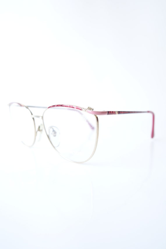 Ruby Red Wire Rim Eyeglasses – 1980s Womens Round… - image 3