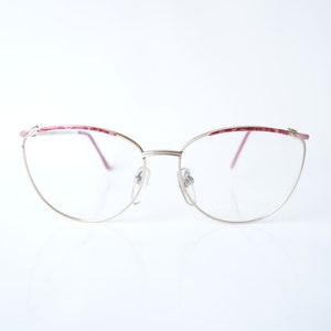 Ruby Red Wire Rim Eyeglasses 1980s Womens Round Oversized Wire Rim Wayfarer Glasses Ladies Red and Gold French Eyeglass Frames image 2