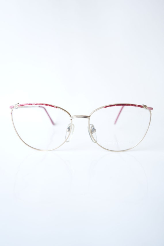 Ruby Red Wire Rim Eyeglasses – 1980s Womens Round… - image 2