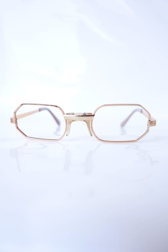 Vintage Hexagon Gold Wire Rim Eyeglasses – Gold W… - image 2