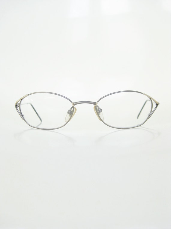 1980s Small Eyeglasses Brushed Gold Wire Rim Glasse… Gem