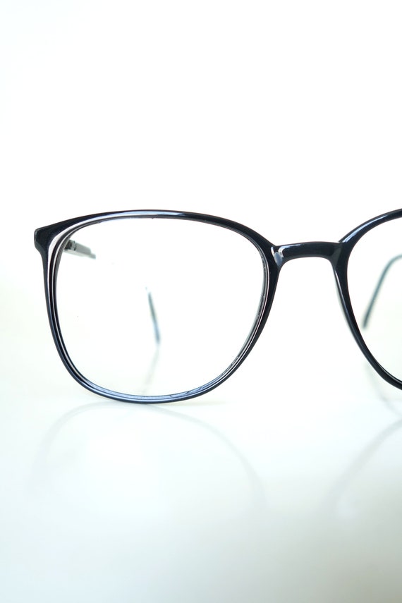 1980s Round Wayfarer Glasses - Womens Black Retro… - image 2