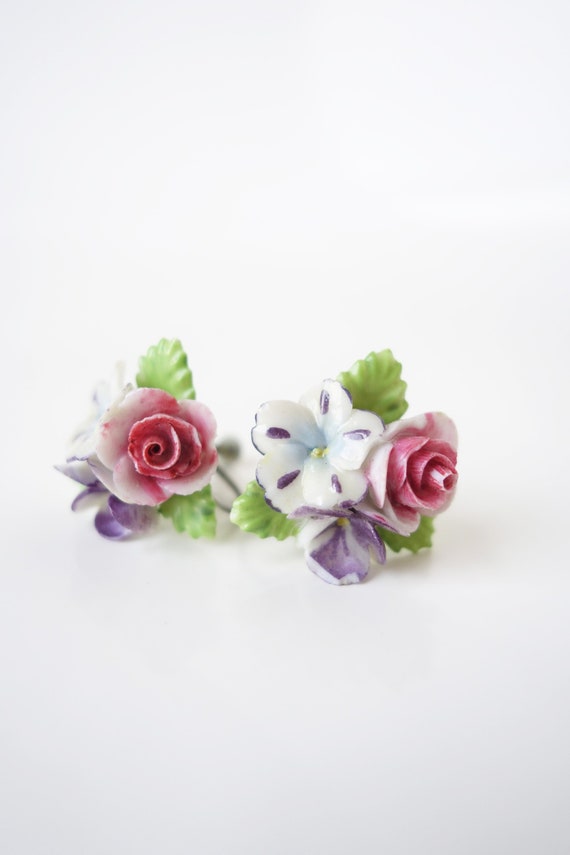 Delicate Porcelain Floral Screw Back Earrings – Vi