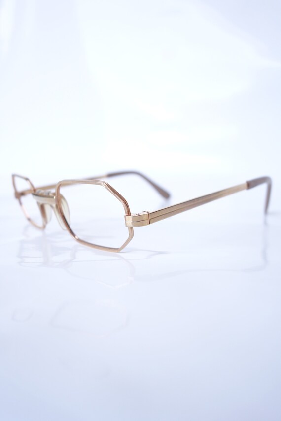 Vintage Hexagon Gold Wire Rim Eyeglasses – Gold W… - image 3