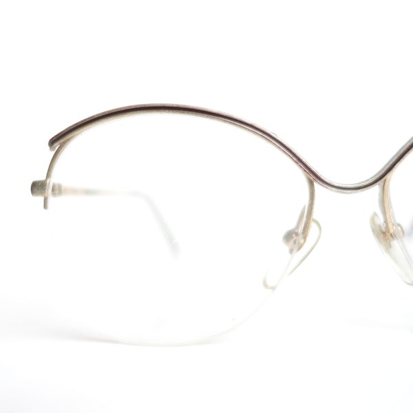 1970er Jahre Übergroße Retro-Brillen – Frauen Vintage Optische Rahmen – Messing und Ochsenblut Rote Gläser – Metalldrahtrahmen Gläser