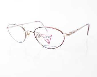 1990s Guess Amber Tortoiseshell Eyeglasses – Womens Wire Frame Optical Eyeglasses – Glossy Blonde and Tortoise Shell Frames