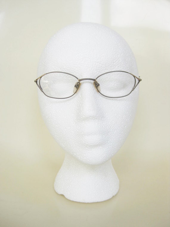 1980s Small Eyeglasses Brushed Gold Wire Rim Glasse… Gem