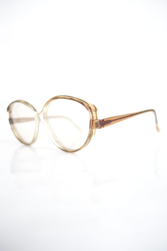 Vintage French 1980s Cat Eye Glasses – Light Brow… - image 1