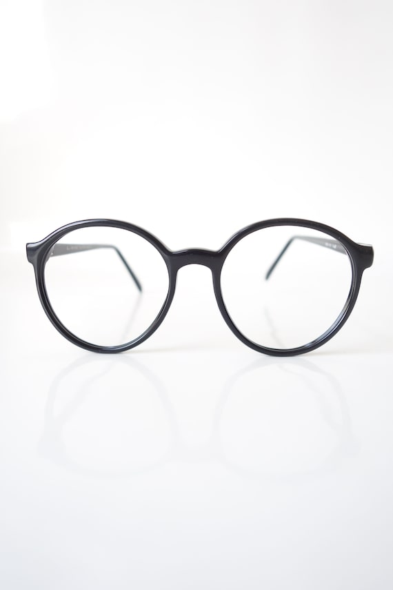 Glossy Black Round Eyeglasses – Womens Round P3 V… - image 1