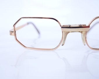 Vintage Hexagon Gold Wire Rim Eyeglasses – Gold Wire Frame Womens Eyeglass Frames –1960s Mini Womens Eyeglasses – 60s Mod Eyeglasses