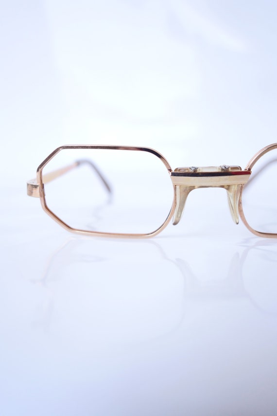 Vintage Hexagon Gold Wire Rim Eyeglasses – Gold W… - image 1