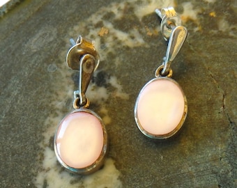 Sterling Silver Pink Mother of Pearl Dangle Earrings