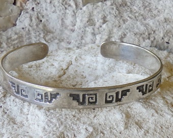Hopi Sterling Silver Overlay Cuff Bracelet