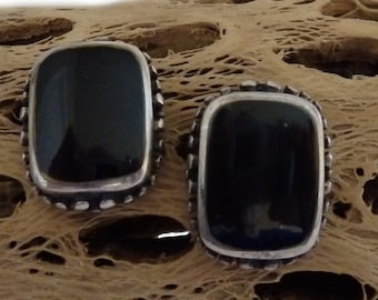 Sterling Silver Onyx Vintage Post Earrings