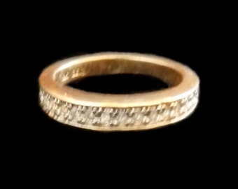 18K Gold Electroplate CZ Wedding/Eternity Band, Size 8