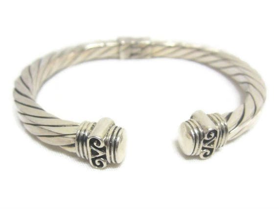 Sterling Silver Ionic Scroll Cable Clamper Bracel… - image 1