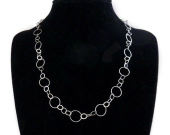 Sterling Silver Flat Link Figaro Chain Necklace, 18"