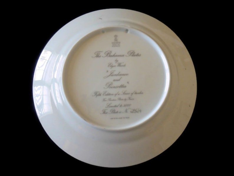 Signed Vintage Elyse Wasile Junkanoo and Poinsettias Bahamas Plate No Box Dated 1986
