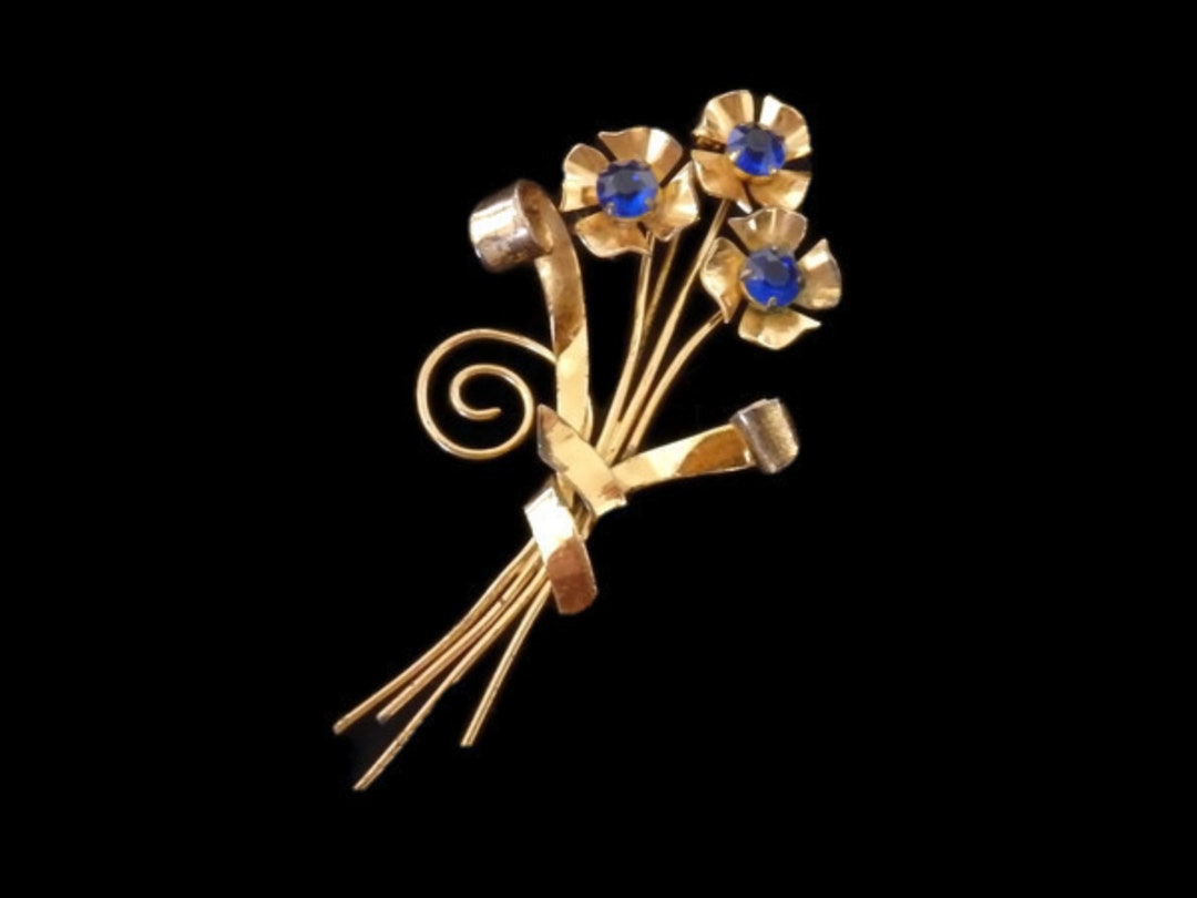 Broche Florale En Argent Signée MK - Années 1980/1990 - Occasion