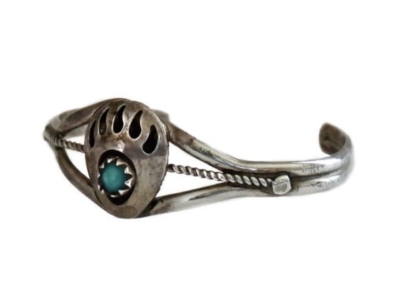 Vintage Navajo Sterling Silver Turquoise Baby Chi… - image 1