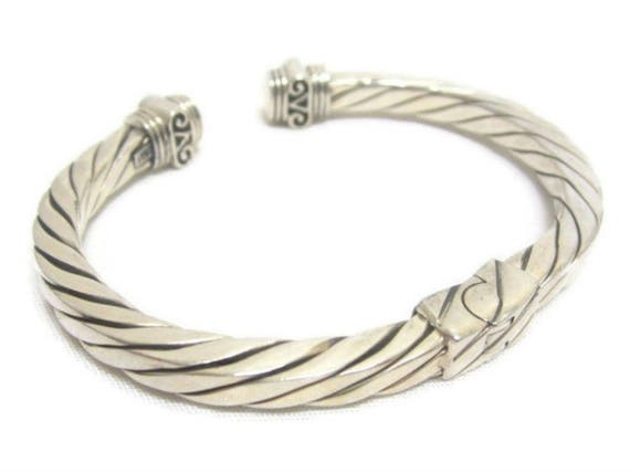 Sterling Silver Ionic Scroll Cable Clamper Bracel… - image 5