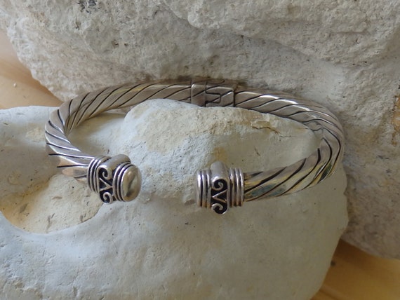 Sterling Silver Ionic Scroll Cable Clamper Bracel… - image 2