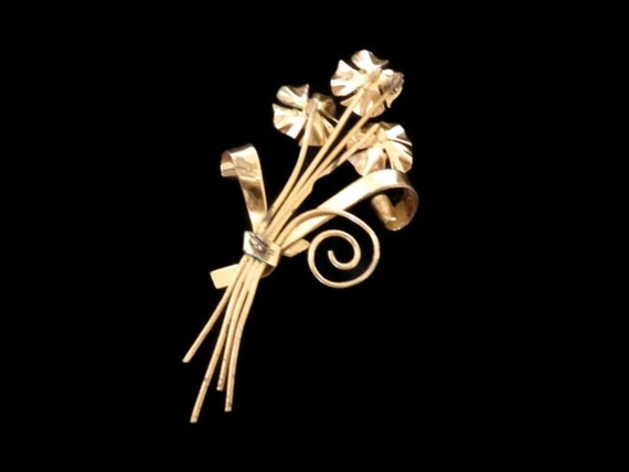Coro 3-3/4" Sterling Silver Gold Plate Floral Spr… - image 6